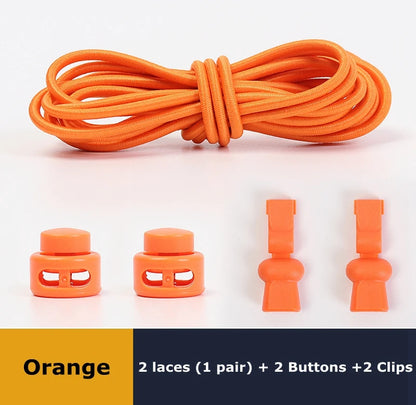 No tie shoelaces Round Elastic Shoelace Plastic snap lock Suitable for all shoes Adult children walking sports Lazy laces 1 pair