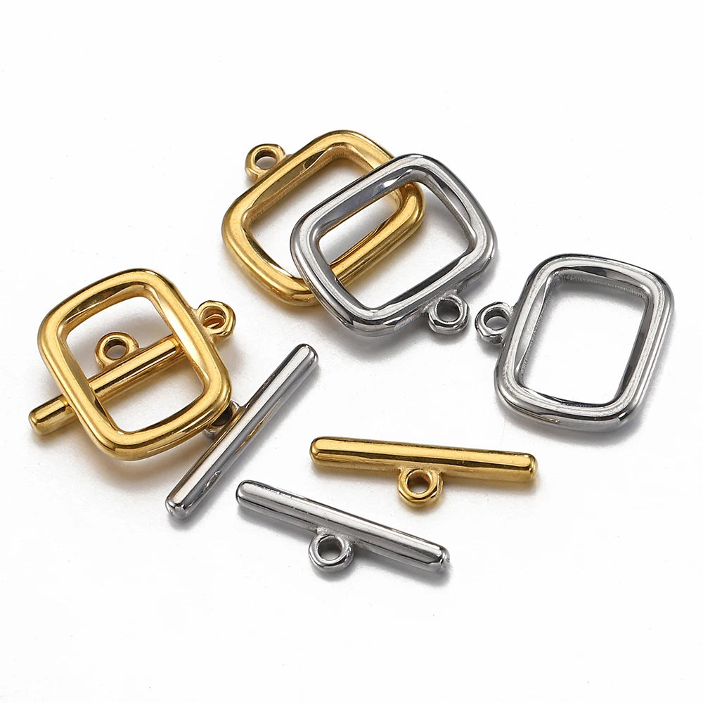 4sets Stainless Steel OT Toggle Clasp Rectangle OT Connectors for Jewelry Making DIY Necklace Bracelets Hooks Supplies