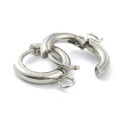 10pcs 201 Stainless Steel Huggie Earring Hooks Round Ear Post with Loop for Hoop Earrings DIY Jewelry Making Accessories