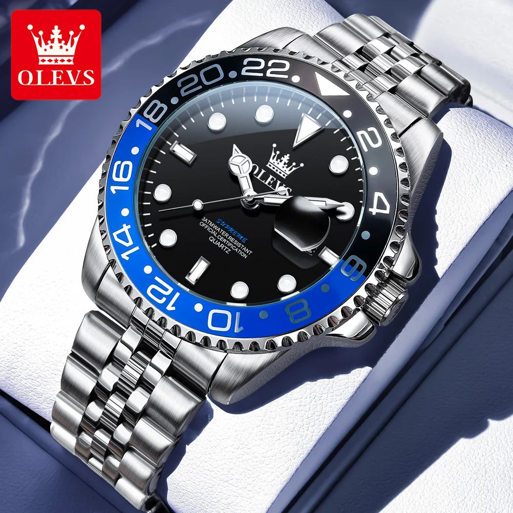 OLEVS 5657 Original Brand Men's Watch Business Dress Wristwatch  Waterproof Calendar Moon phase Quartz Watch Men