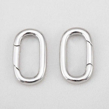 2pcs 18K Gold Plated Filled Oval Carabiner Necklace Clasps Spring Ring Pearl Enhancer Connector for DIY Jewelry Bracelet Making
