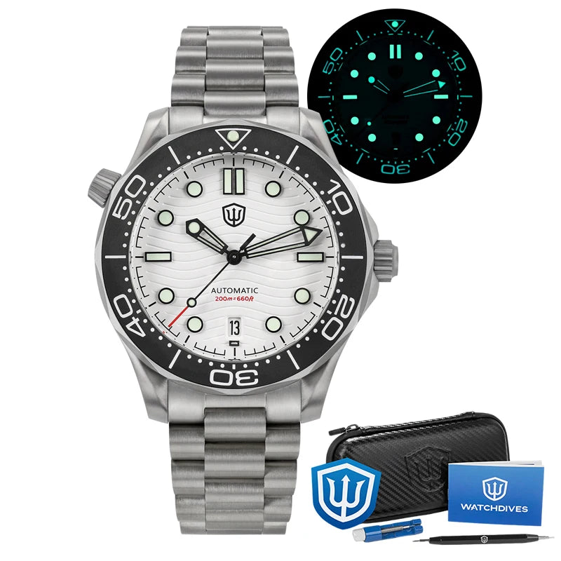 Watchdives WD007 V4 007 NTTD Mechanical Titanium Watch 42Mm Automatic PT5000 Sapphire 200M Waterproof Luxury Watches Man Gift