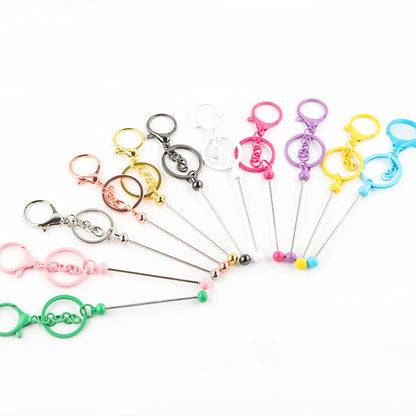 Wholesale 50/100/200Pcs Metal Beaded Keyring Beadable Lobster Claw Clasp Keychain DIY Car Keychain Bag Decor For Jewelry Making