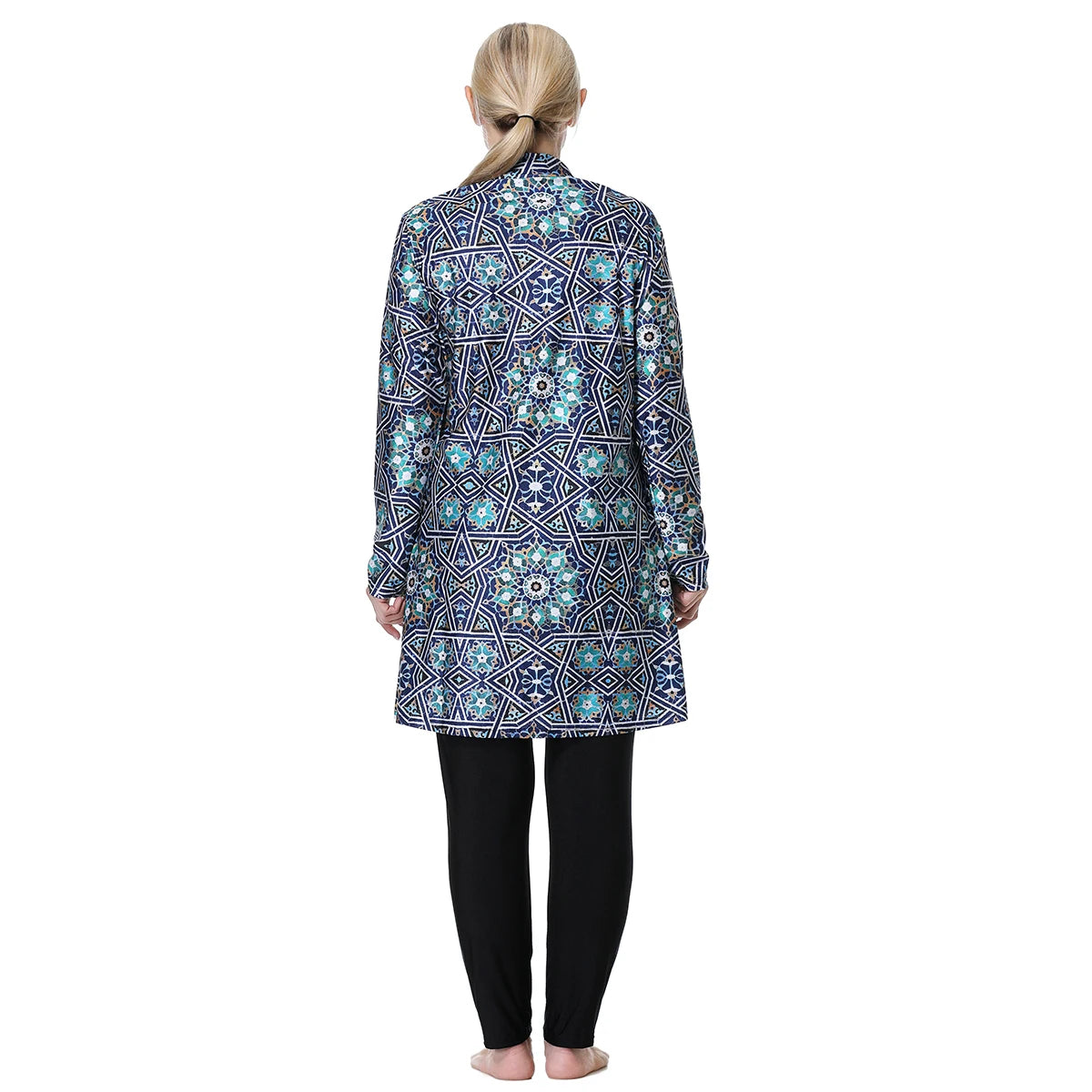 H1024 Muslim Women Fullcoverage  Long Sleeves Cover Up Burkinis Three Pieces Plus Size Printing  Swimwear Suits