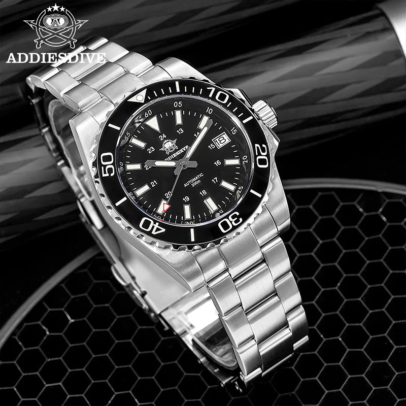 ADDIESDIVE Men's Watch 8215 Mechanical Sapphire Luminous Diving Watch 200m Ceramic Bezel Automatic Watch Clock Gift Watch AD2504