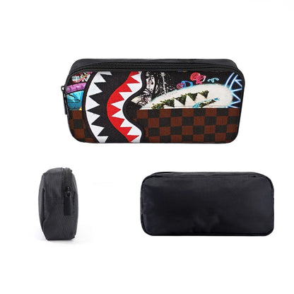 1/2/3/4/5PCS Trendy Shark Graphic Backpack Set | Perfect for School & Daily Adventures