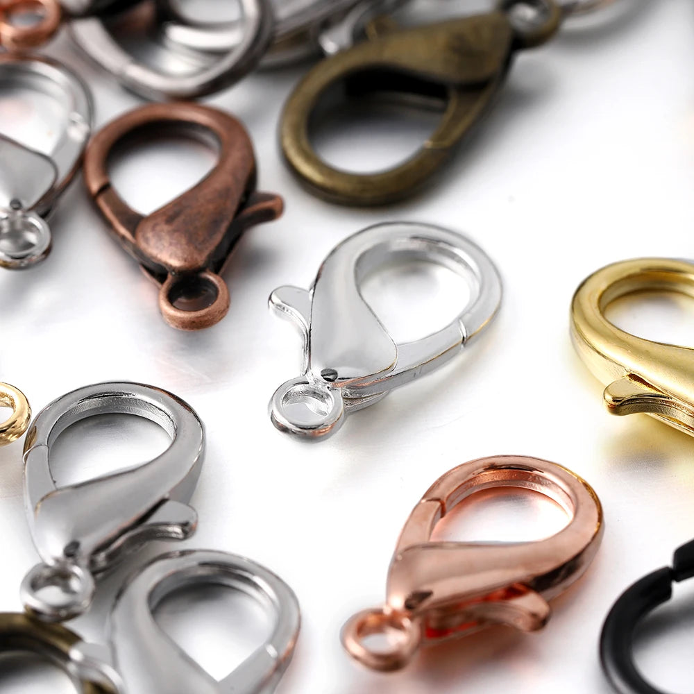 10pcs Multiple Size Lobster Clasps Bracelets Connector Necklace Hooks Findings for DIY Chains Jewelry Making Supplies Wholesale