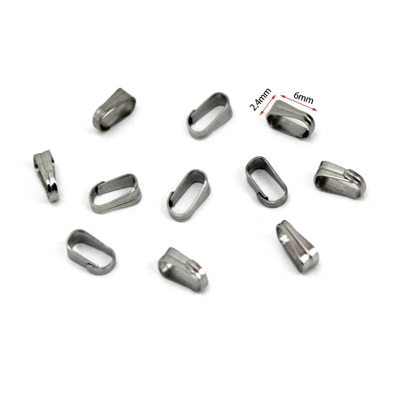 50Pcs Stainless Steel Pendant Clips Pinch Bail Clasp Connectors Necklace Hooks For Jewelry Making Findings Accessories Supplies