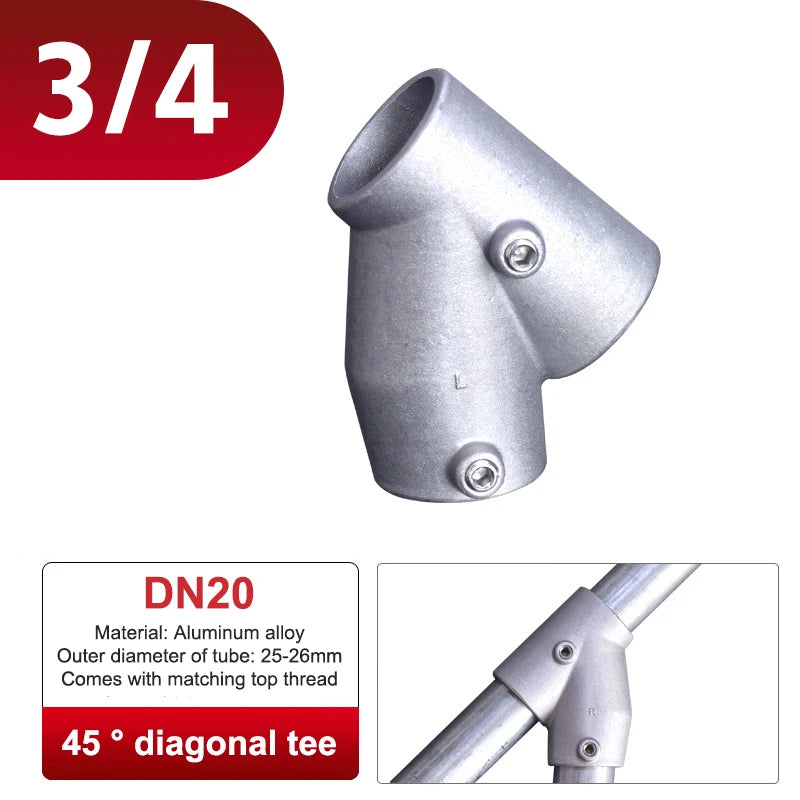 Aluminum Alloy Connector Elbow Tee Base Flat Three-dimensional Fitting Connection Fastener 20/25mm Steel Tube Shelf Parts