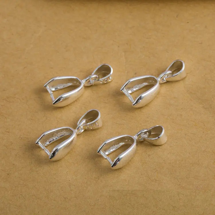 10Pcs 925 Stering Silver Plated Copper Pendant Pinch Bail Clasps Necklace Hooks Clips Connectors DIY Jewelry Making Accessories