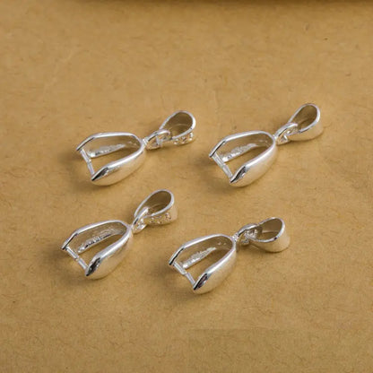 10Pcs 925 Stering Silver Plated Copper Pendant Pinch Bail Clasps Necklace Hooks Clips Connectors DIY Jewelry Making Accessories