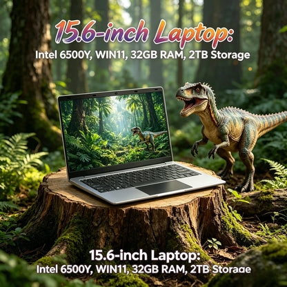 15.6 Inch Ultra Thin Laptop Intel 6500Y Windows 11 Pro 32GB DDR4 2TB SSD Lightweight Business Gaming Portable Notebook
