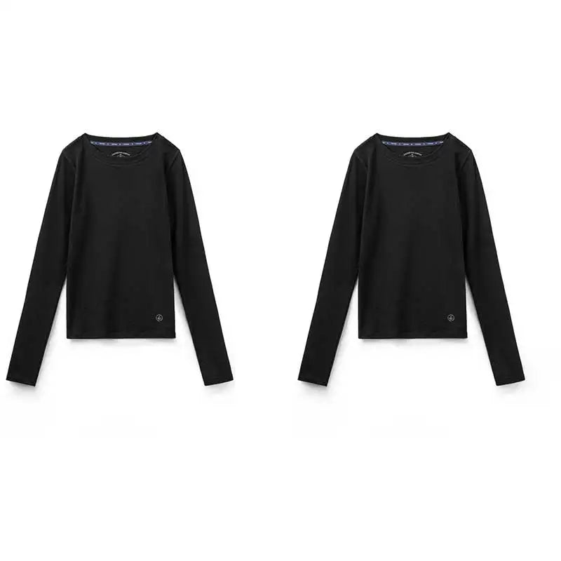 Maden Women’s Thermal Top Crew Knit Long Sleeve Underwear Shirt Slim Fit Inner Wear Warm T-shirt Autumn Spring Female Inner