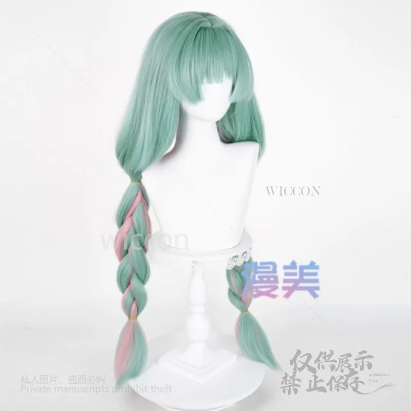Anime Phrolova Cosplay Wig Green Pink Mixed Wig Costume Earrings Heat Resistant Synthetic Eyelashes Phrolova Halloween Party