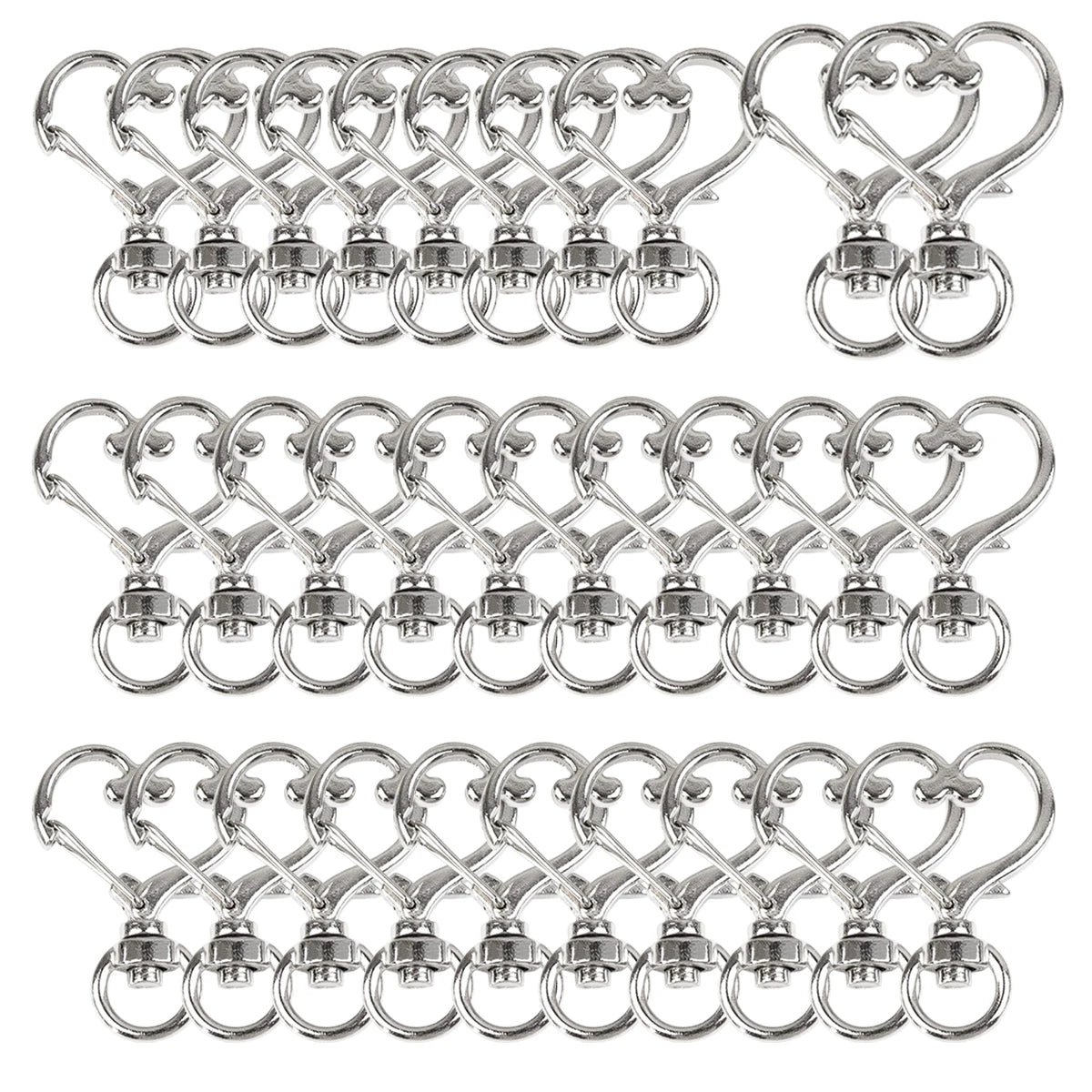 5/10/15/25/40/60Pcs Heart-Shaped Swivel Snap Hooks Metal Spring Snap Keychains Heart Clips Trigger for Lanyard Jewelry Charms