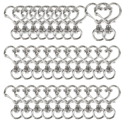 5/10/15/25/40/60Pcs Heart-Shaped Swivel Snap Hooks Metal Spring Snap Keychains Heart Clips Trigger for Lanyard Jewelry Charms