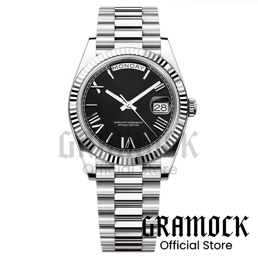Custom Logo Clock Men's Luxury Rose Gold Mechanical Wristwatch Week Date Calendar MIYOTA 8285 Movement Waterproof Watch For Men