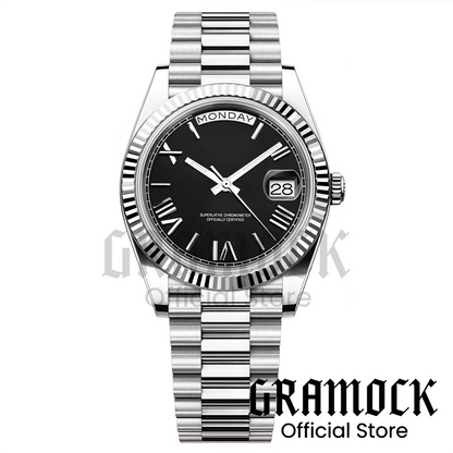 Custom Logo Clock Men's Luxury Rose Gold Mechanical Wristwatch Week Date Calendar MIYOTA 8285 Movement Waterproof Watch For Men