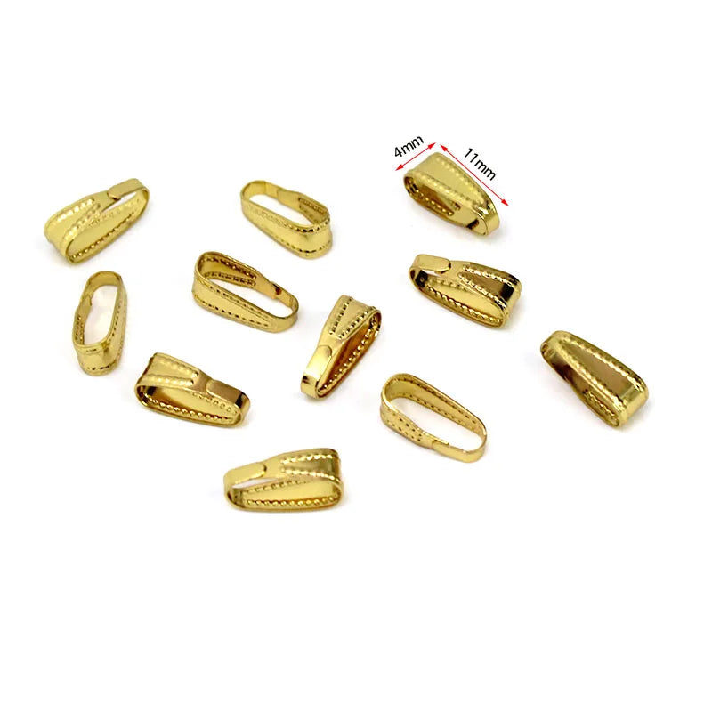 50Pcs Stainless Steel Pendant Clips Pinch Bail Clasp Connectors Necklace Hooks For Jewelry Making Findings Accessories Supplies