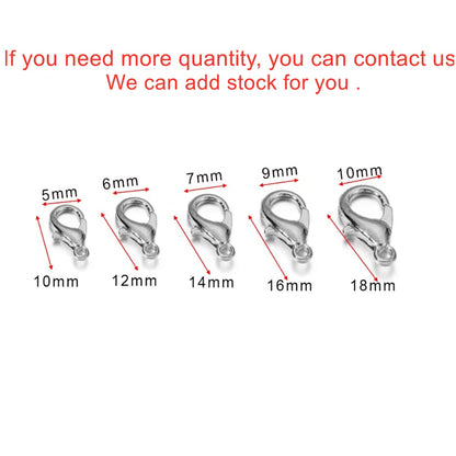 10pcs Multiple Size Lobster Clasps Bracelets Connector Necklace Hooks Findings for DIY Chains Jewelry Making Supplies Wholesale