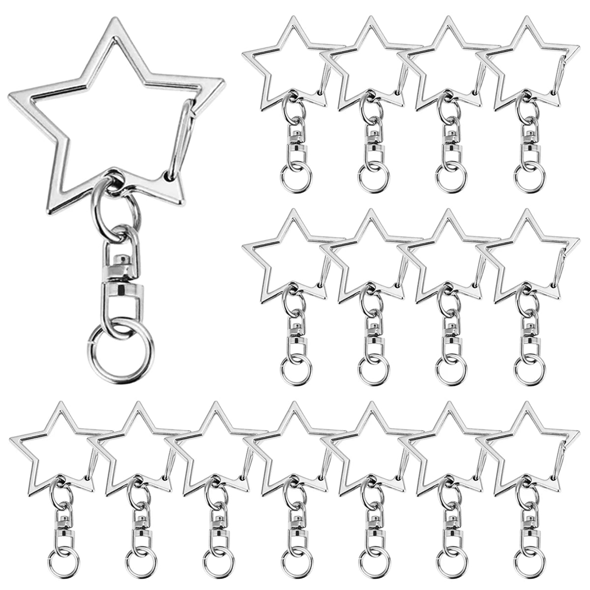 15/25/40 Set Star Shaped Rotating Spring Keychain, Suitable For  Keychain Lanyard, DIY Crafts, Holiday Gift, Bag Decorations