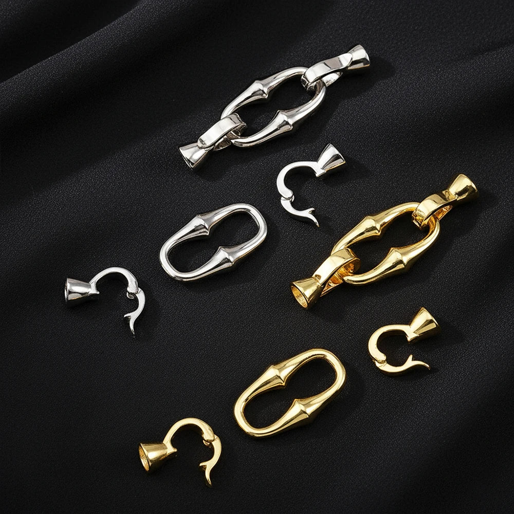 1 Pcs Copper Gold Color Plated Double-headed Bamboo Joint Buckle Pearl Necklace Bracelet Closing Buckle DIY Jewelry Accessories