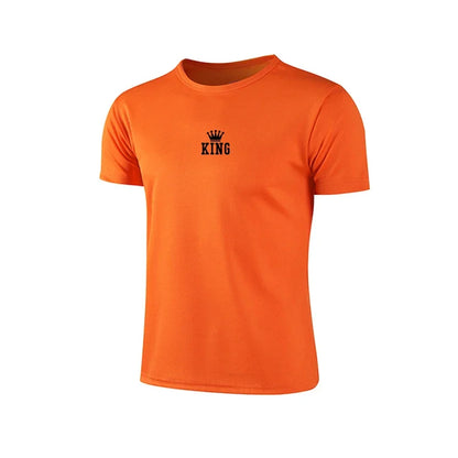 King Printing Men T-shirt Casual Exercise Tops Outdoor Jogging Cycling Clothing Summer Quick-Drying Mesh Tees Running Sportswear