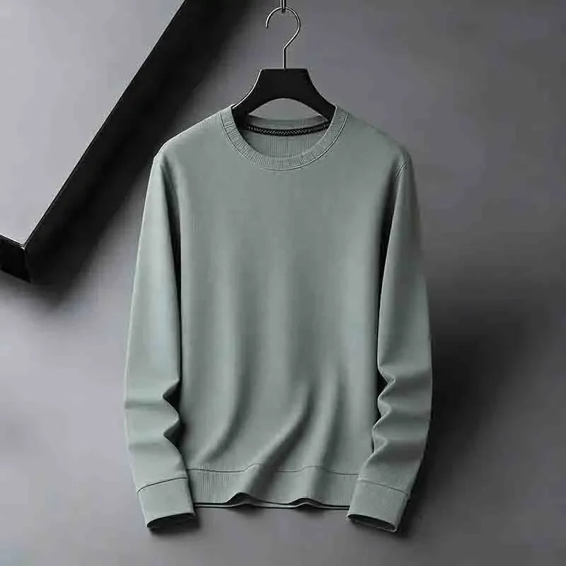 2026 New Arrival Men's Basic Solid Crew Neck Sweater Breathable Long Sleeve Knit Pullover