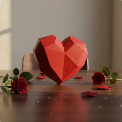 Heart Shaped Gift Box Waterproof Plastic Flower Box Faceted Design Flower Container Recyclable for Partners, Anniversary
