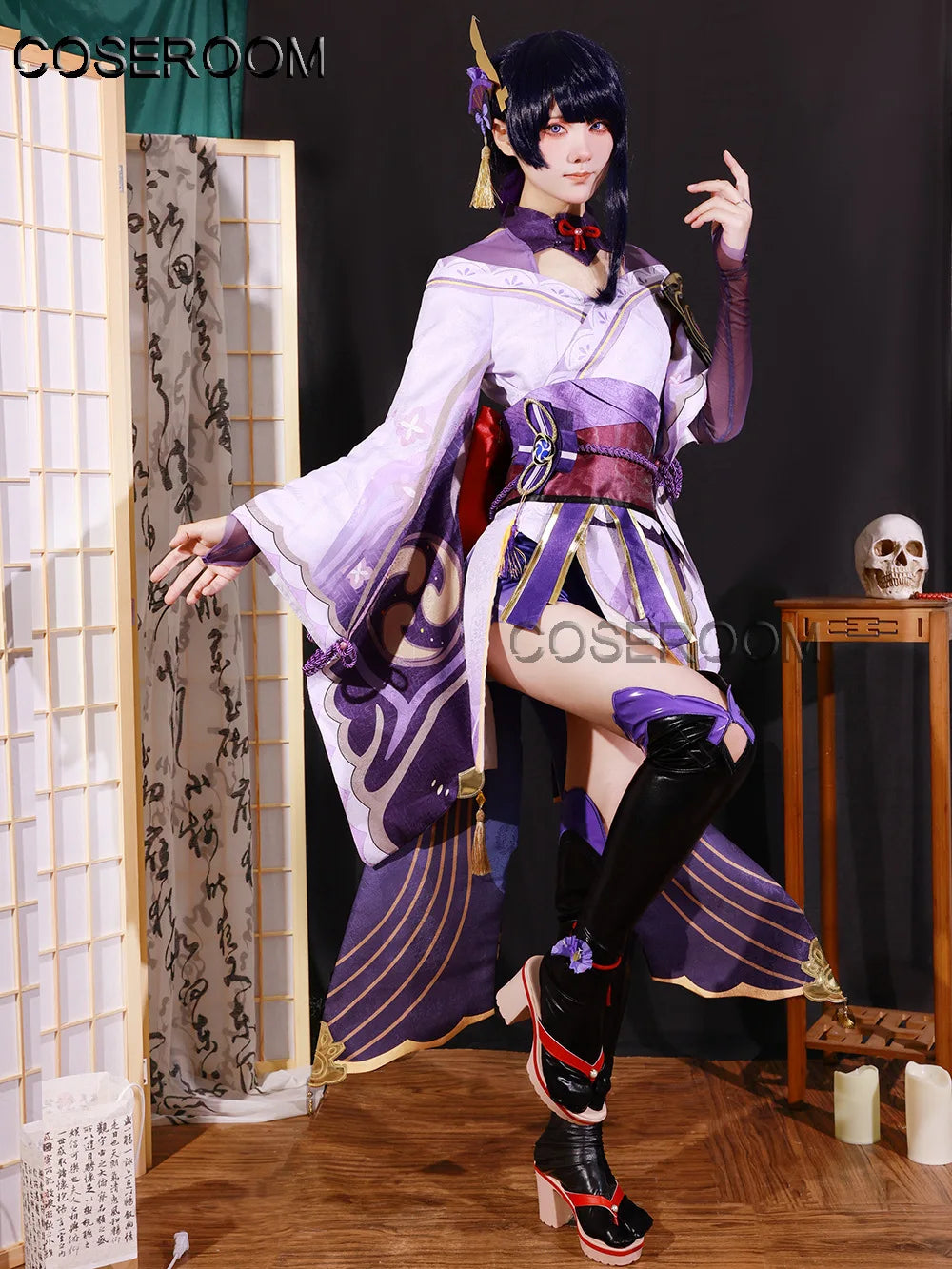 Game GenshinImpact 3D Raiden Shogun Beelzebul Cosplay Costume Outfit Halloween Carnival Anime Comic Role Play Uniform