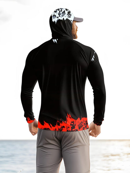 Men Hood Fishing Shirt long sleeve Fishing clothing fishing t shirt uv protection fishing shirt Fishing Apparel Quick Dry
