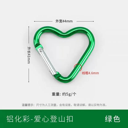 5pcs Aluminum Alloy Colorful Heart Spring Clasps  Carabiner Keychain Clips Hook Dog Chain Diy Jewelry Buckle Connector Supplies