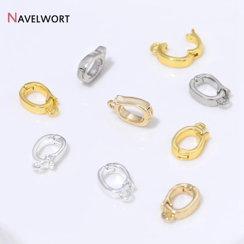 14K/18K Gold Plated Brass Metal Hinged Necklace Enhancer For Necklace Making Accessories Pendant Bail Clasps Jewelry Materials