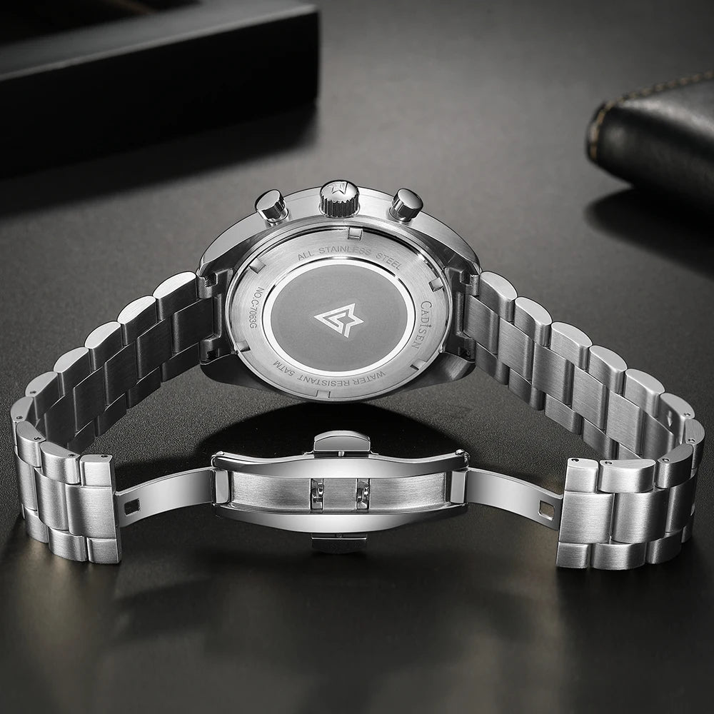 CADISEN 2026 New Men Watches Quartz Business Watches Japan VD53 Mens Clock Watch Men Chronograph Watch for Men Gift With Box