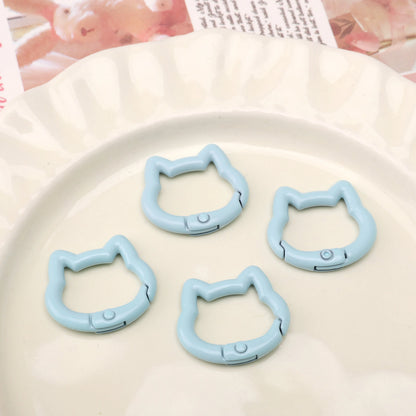 1pc/bag Alloy Spring Clasps Colorful Cute Cat Shape Spring Ring Carabiner Clips For DIY Keyring Lanyard Keychain Making Findings