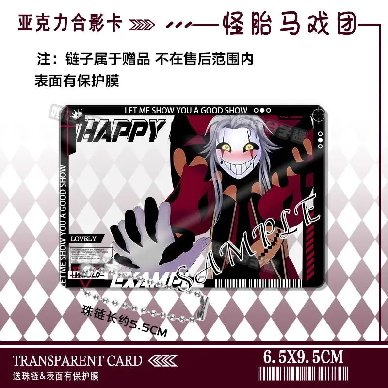 The Freak Circus Pierrot Cosplay Anime Acrylic Photo Card Keychain Pendant Backpack Accessory Cartoon Gift