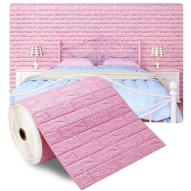 3D Self-Adhesive Wallpaper 70cm*1/5/10m Waterproof Brick Wall Stickers Living Room Bedroom Children's Room Home Decoration