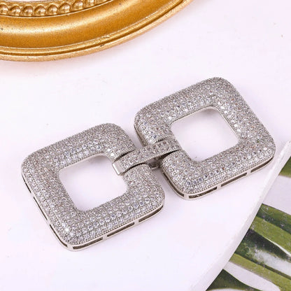 Juya DIY Copper 18K Gold Plated Pendant Connector Fastener Buttob Lock Clasps For Needlework Natural Stone Pearls Jewelry Making
