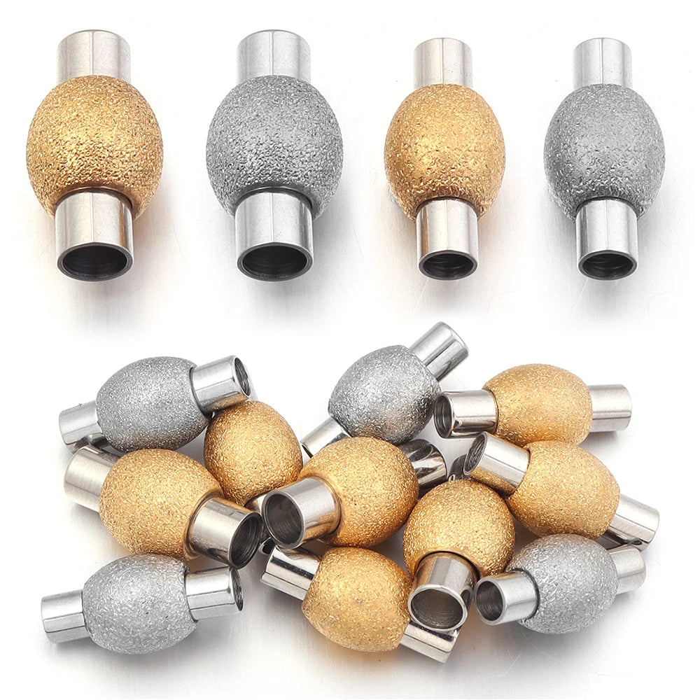 Stainless Steel Strong Magnetic Clasps Matte Oval Round Magnet Buckles End Connectors For DIY Jewelry Making Bracelet Necklace