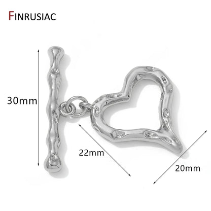 18K Gold Plated Brass Oval/Heart OT Clasps,Bracelet Connector O Toggle Clasps,DIY Bracelet Jewelry Making Findings