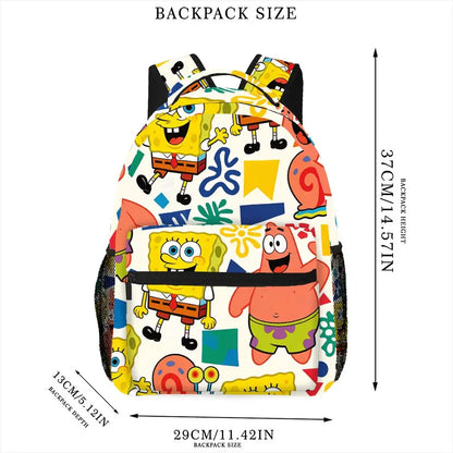 Cute SpongeBob & Patrick Star All Over Print Backpack Cartoon School Bag Casual Daypack for Travel School