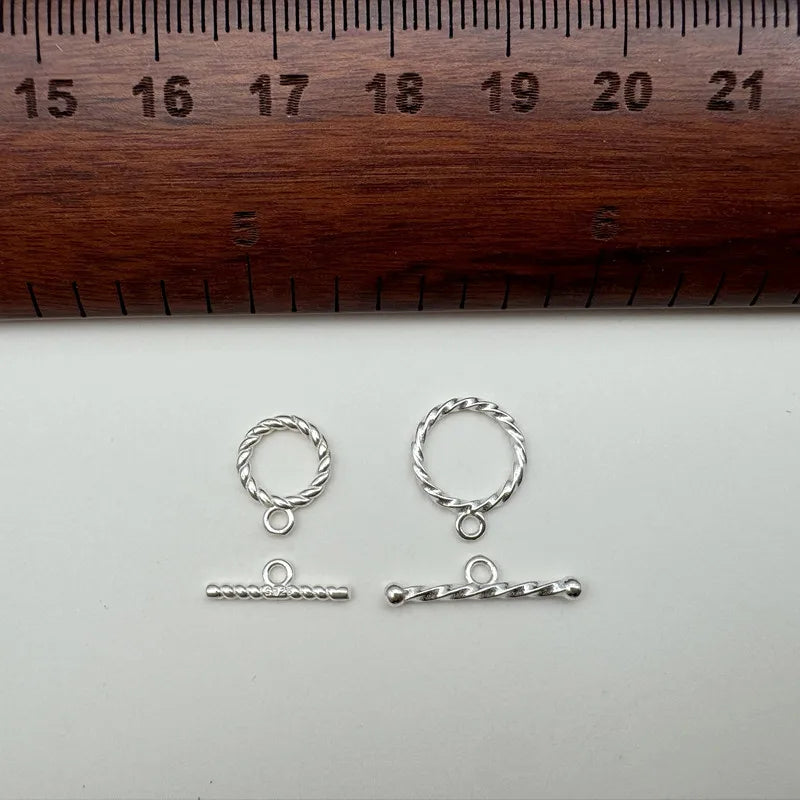 1Set S925 Sterling Silver Hemp Rope OT Clasp Silver Jewelry Accessories Handmade Necklace Bracelet Clasp