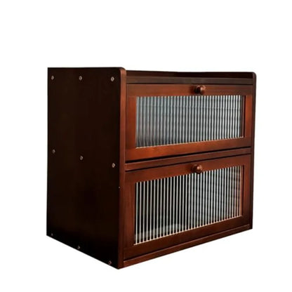 Double 2 Layer Large Bread Box for Kitchen Counter, Wooden Bread Storage Container Organizer Holder with Acrylic Window