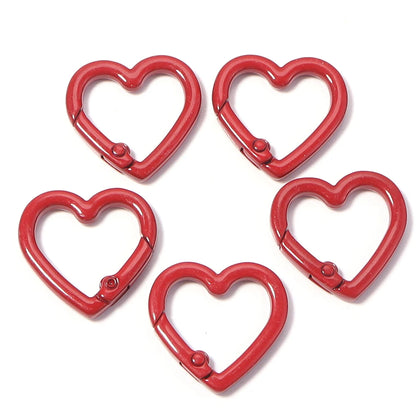 5pcs Alloy Heart Spring Clasps Snap Hooks Carabiner Keychain Clips Dolls/Label Connector For Jewelry Making DIY Accessories