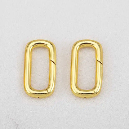 2pcs 18K Gold Plated Filled Oval Carabiner Necklace Clasps Spring Ring Pearl Enhancer Connector for DIY Jewelry Bracelet Making