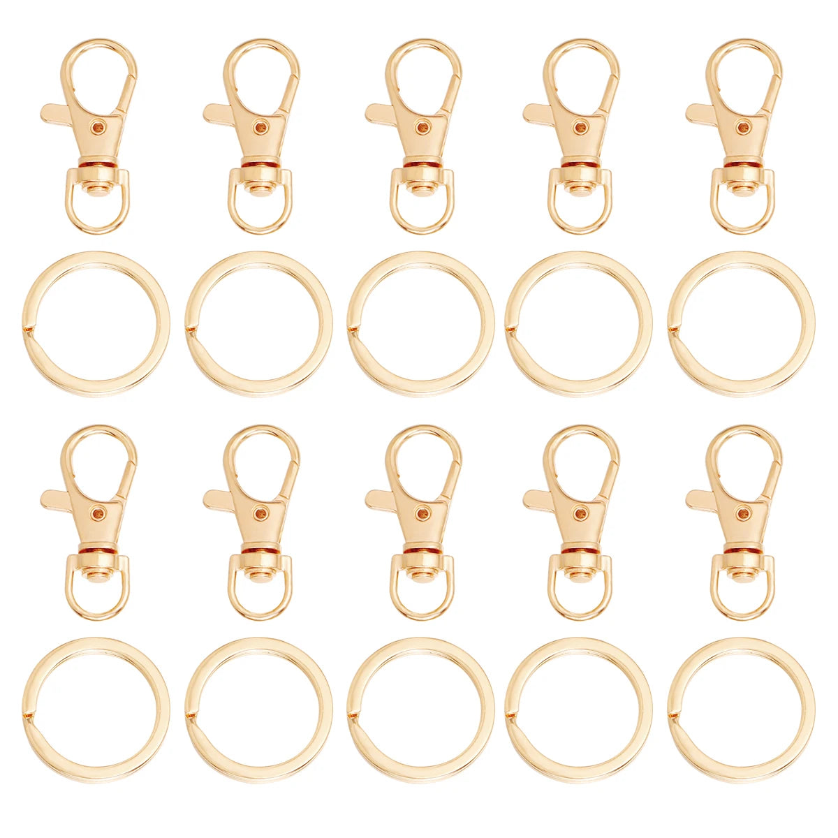 10Sets Alloy Swivel Lobster Clasp Hooks With Split Key Ring Snap Hooks For DIY Keychain Bag Hang Doll Jewelry Making Accessories