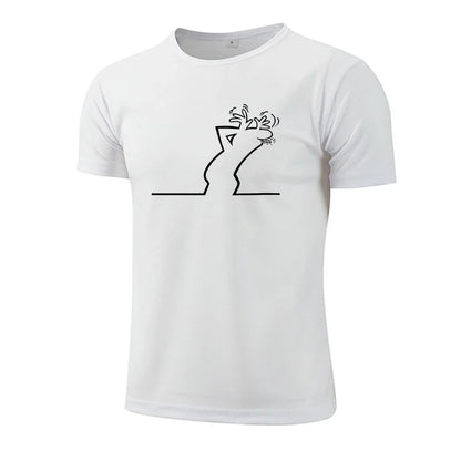 Men T-shirt Print Casual Exercise Short Sleeve Outdoor Sports Jogging Cycling Clothing Quick-Drying Mesh Tees Summer Sportswear