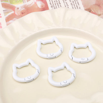 1pc/bag Alloy Spring Clasps Colorful Cute Cat Shape Spring Ring Carabiner Clips For DIY Keyring Lanyard Keychain Making Findings