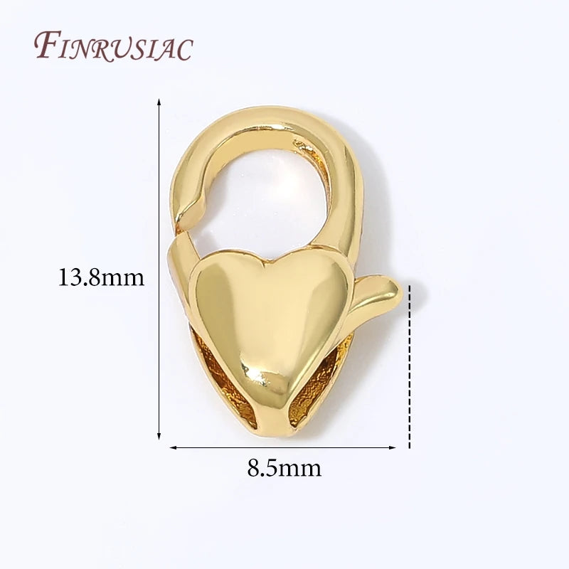 18K Gold Plated Mini Heart Spring Clasp,Lobster Clasp DIY Jewelry Making Findings Necklace Bracelet Connector Hook Accessories