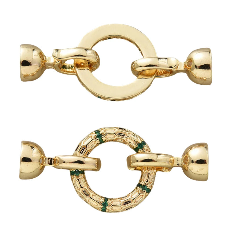 Juya 18K Gold Plated Decorative Sector Fastener Connector Lock Clasps Accessories For DIY Needlework Beads Pearls Jewelry Making